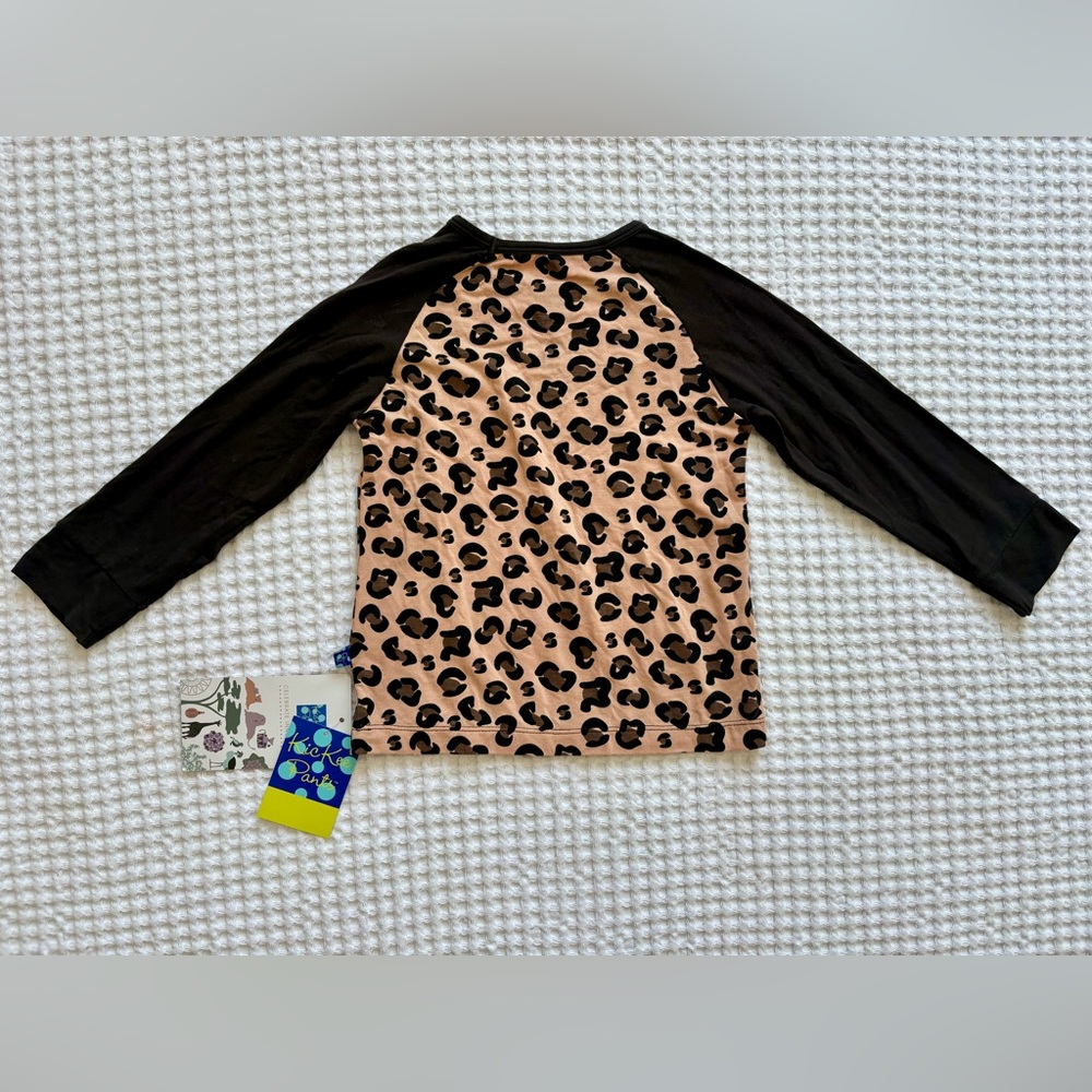 NWT Kickee Pants Bamboo Long-Sleeve Leopard Cheetah Animal Print Raglan Tee - 3T - Picture 3 of 4